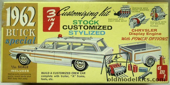 AMT 1/25 1962 Buick Special Station Wagon With Trailer - 3 in 1 Issue, K5042-200 plastic model kit